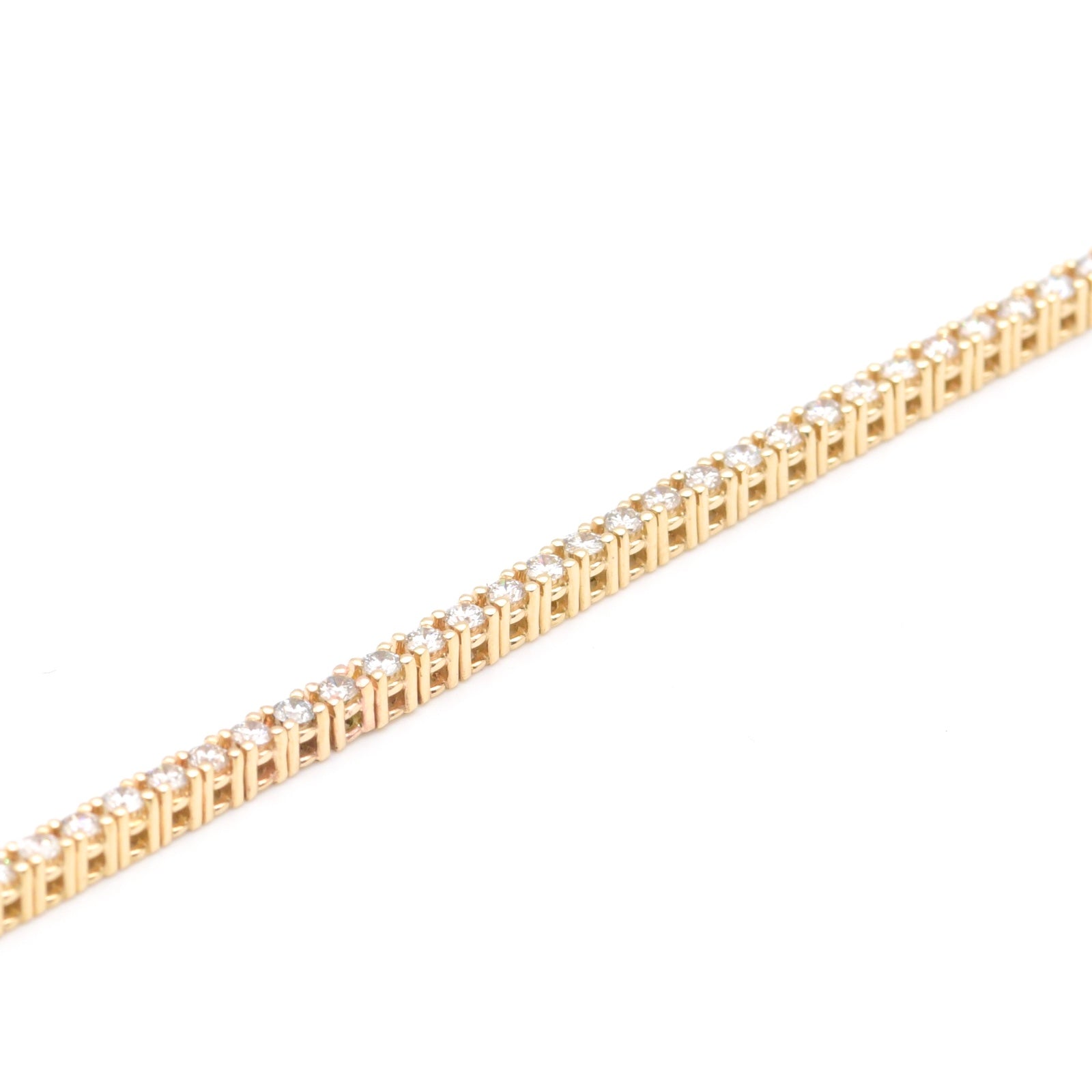 Diamant Tennis Armband mit ca. 2,52 Ct. Brillanten in 585er / 14 Kt. GG L: 18 cm