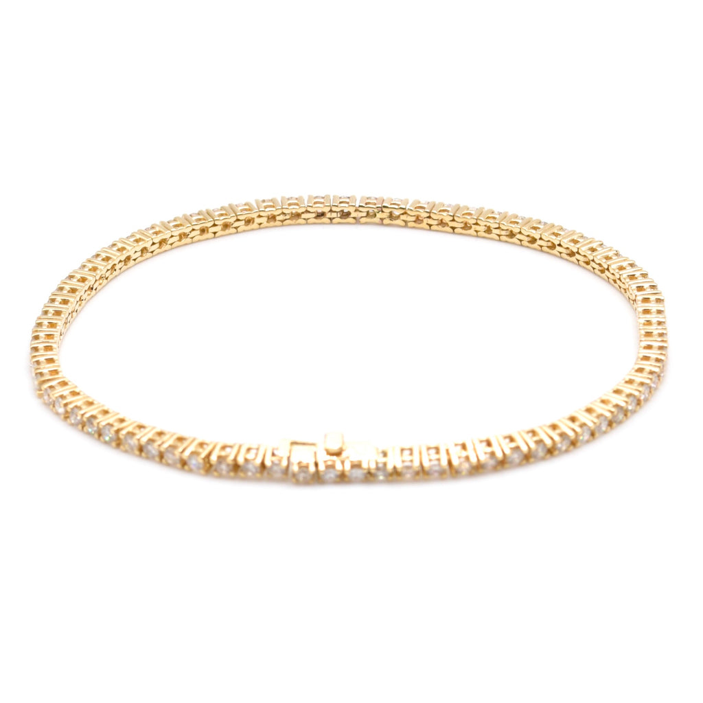 Diamant Tennis Armband mit ca. 2,52 Ct. Brillanten in 585er / 14 Kt. GG L: 18 cm