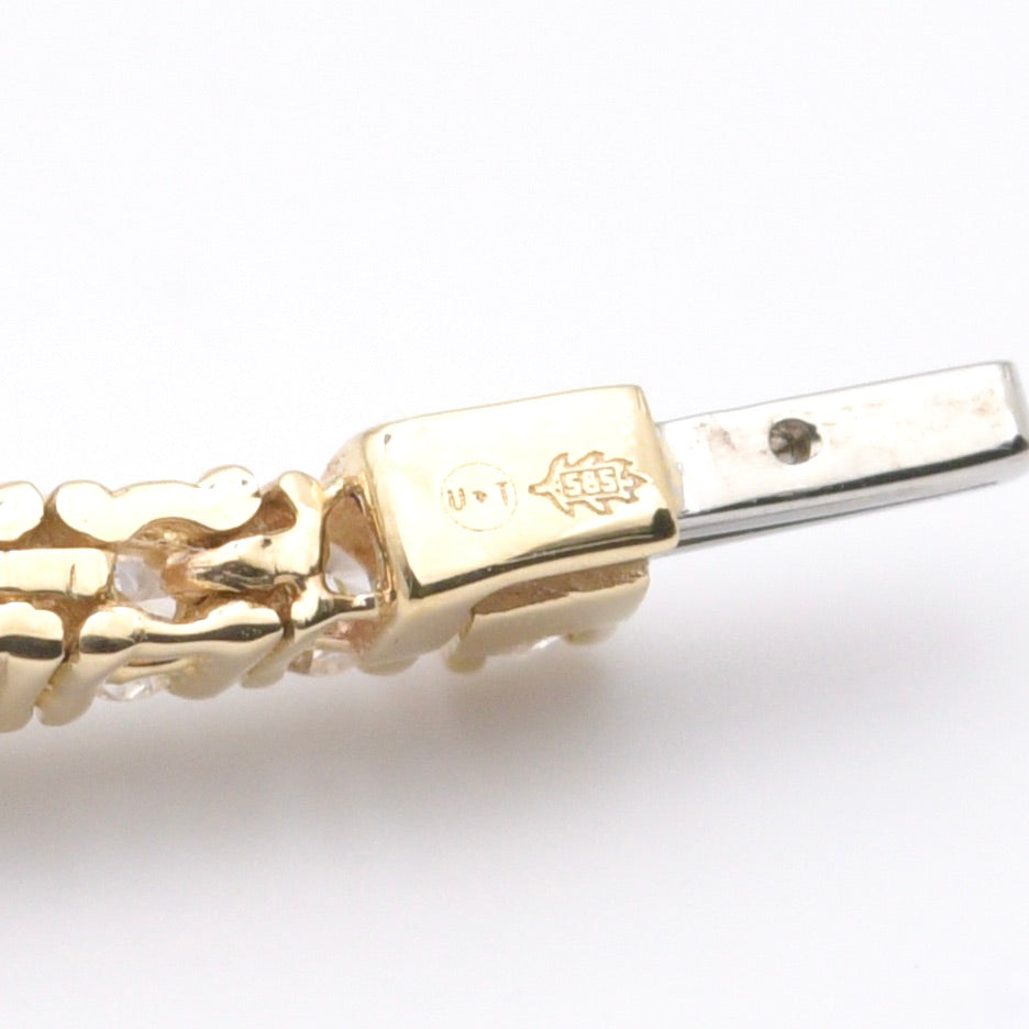 Diamant Tennis Armband mit ca. 2,52 Ct. Brillanten in 585er / 14 Kt. GG L: 18 cm