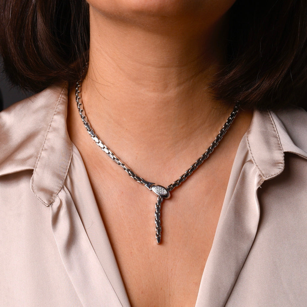 Fope Flex`it Collier mit Diamanten in 750er / 18 Kt. WG Länge: 47,00 cm