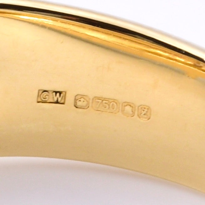 Fabergé Ring von Victor Mayer mit blauer Emaille in 750er / 18 Kt. GG Gr.: 54