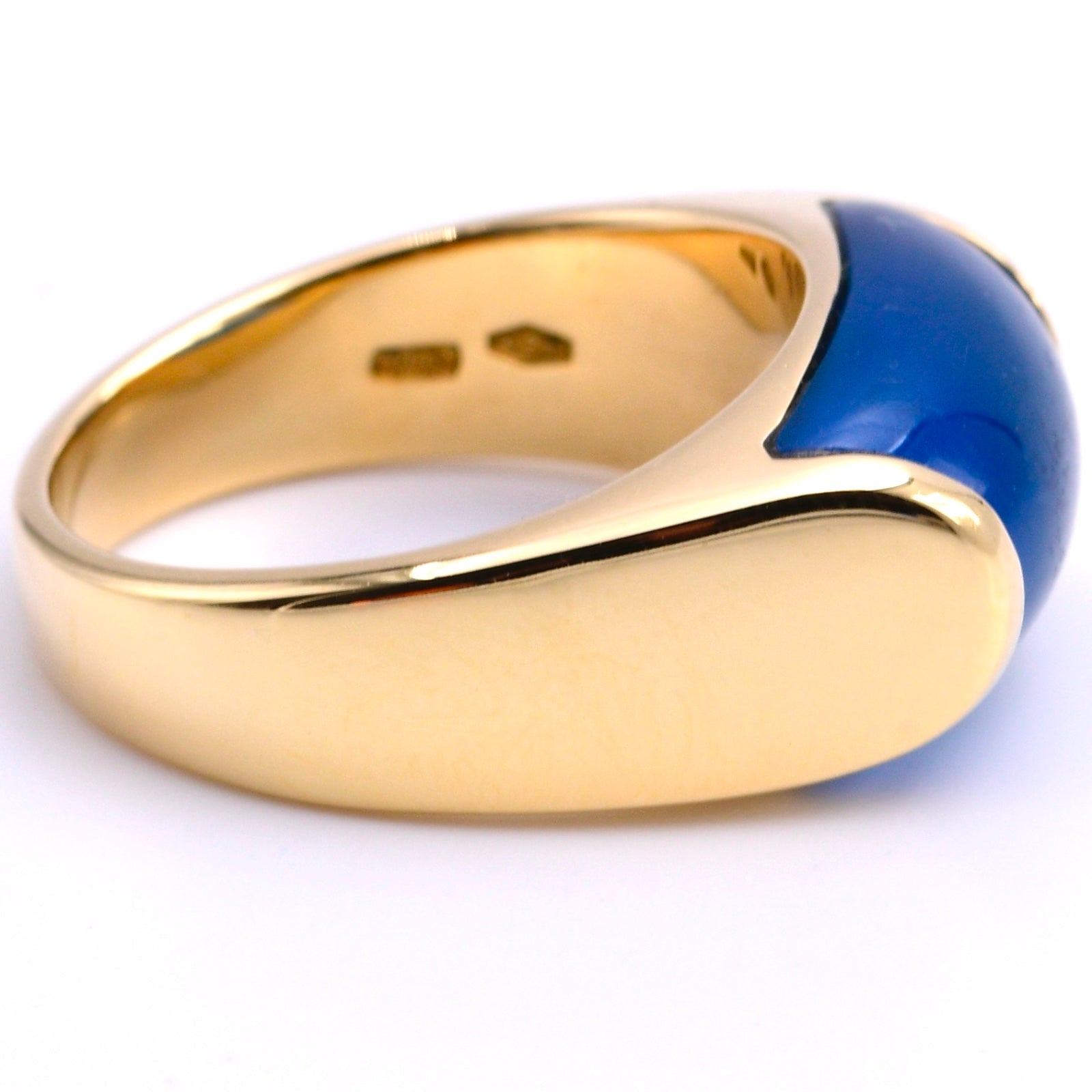 BULGARI Tronchetto Ring mit blauem Achat in 750er / 18 Kt. Gelbgold