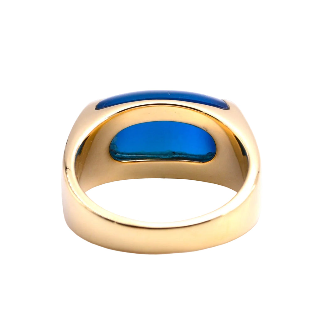 BULGARI Tronchetto Ring mit blauem Achat in 750er / 18 Kt. Gelbgold