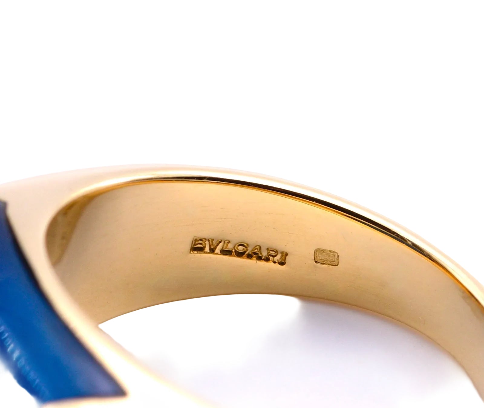 BULGARI Tronchetto Ring mit blauem Achat in 750er / 18 Kt. Gelbgold