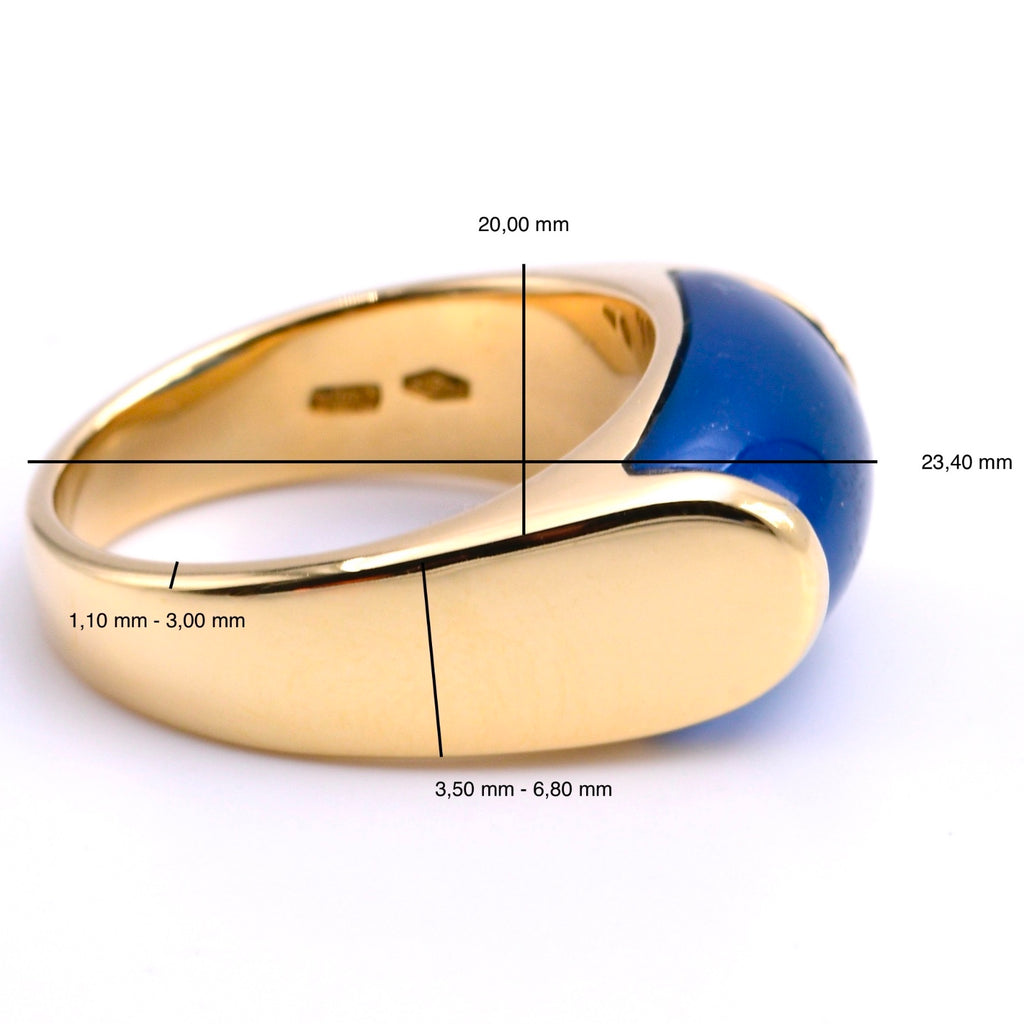 BULGARI Tronchetto Ring mit blauem Achat in 750er / 18 Kt. Gelbgold