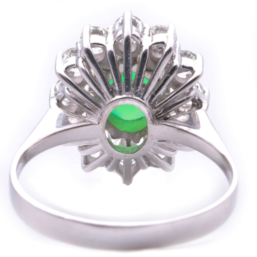 Chrysopras Cocktail Ring mit Diamanten in 585er / 14 Kt. WG Gr.: 56