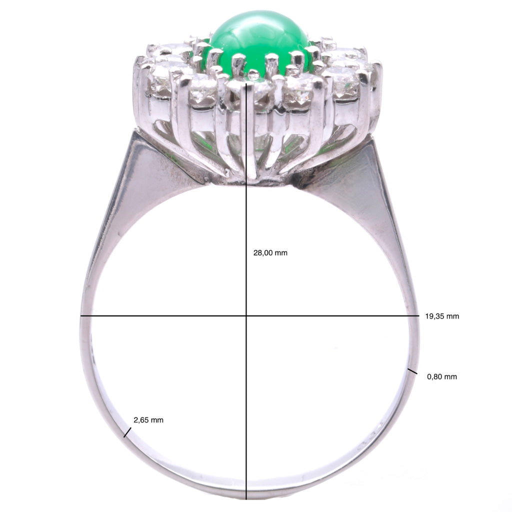 Chrysopras Cocktail Ring mit Diamanten in 585er / 14 Kt. WG Gr.: 56