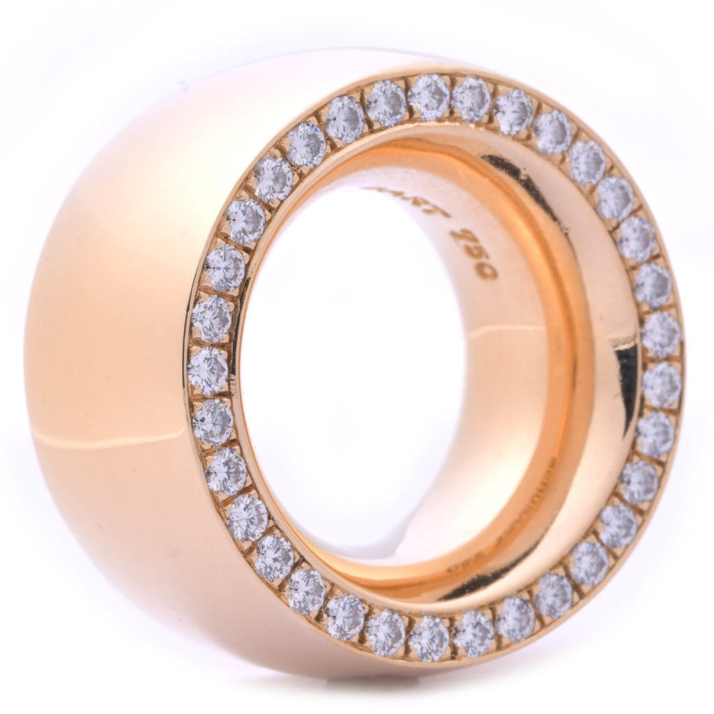 SCHUBART Massiver Ring mit Diamanten in 750er / 18 Kt. RG Gr.: 54