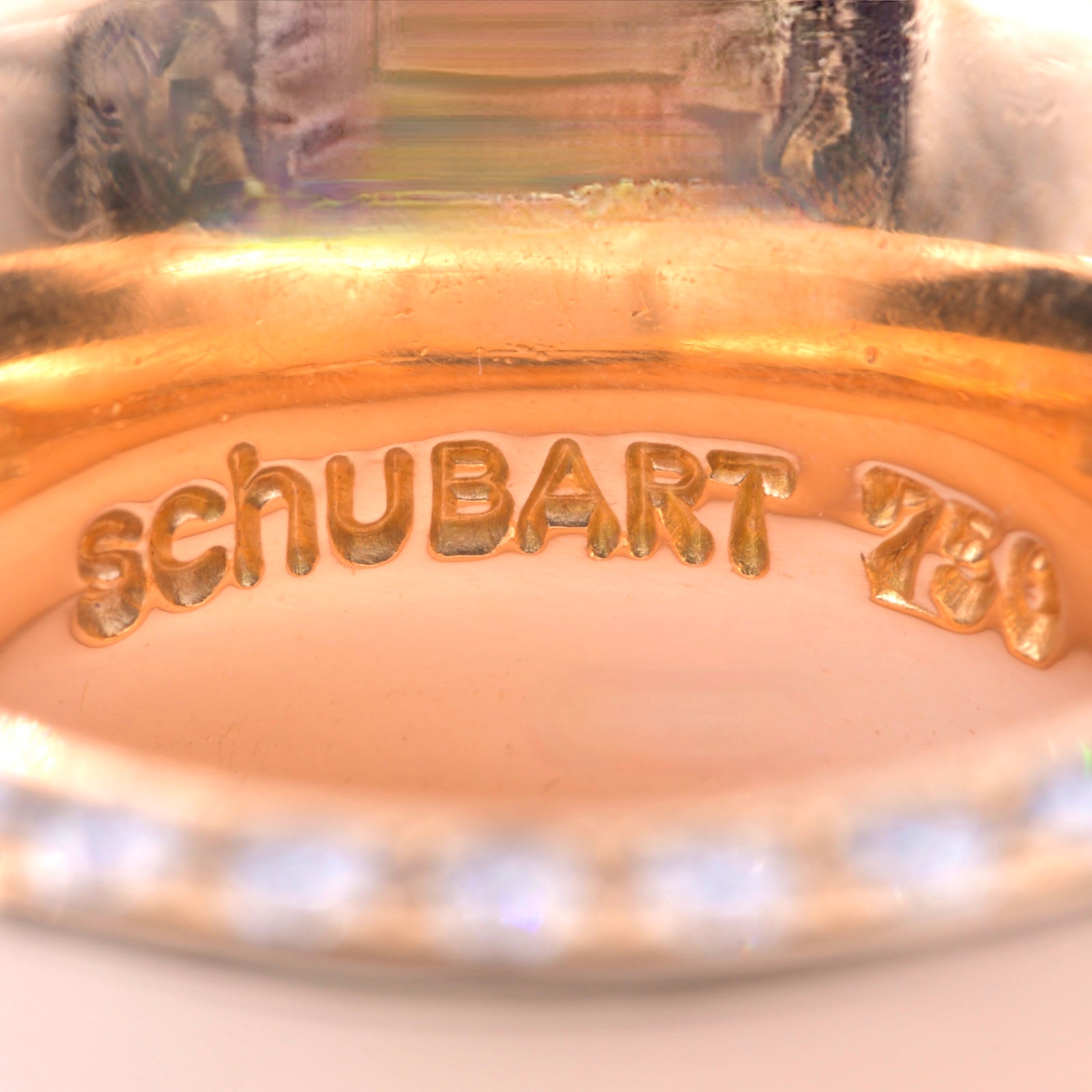 SCHUBART Massiver Ring mit Diamanten in 750er / 18 Kt. RG Gr.: 54