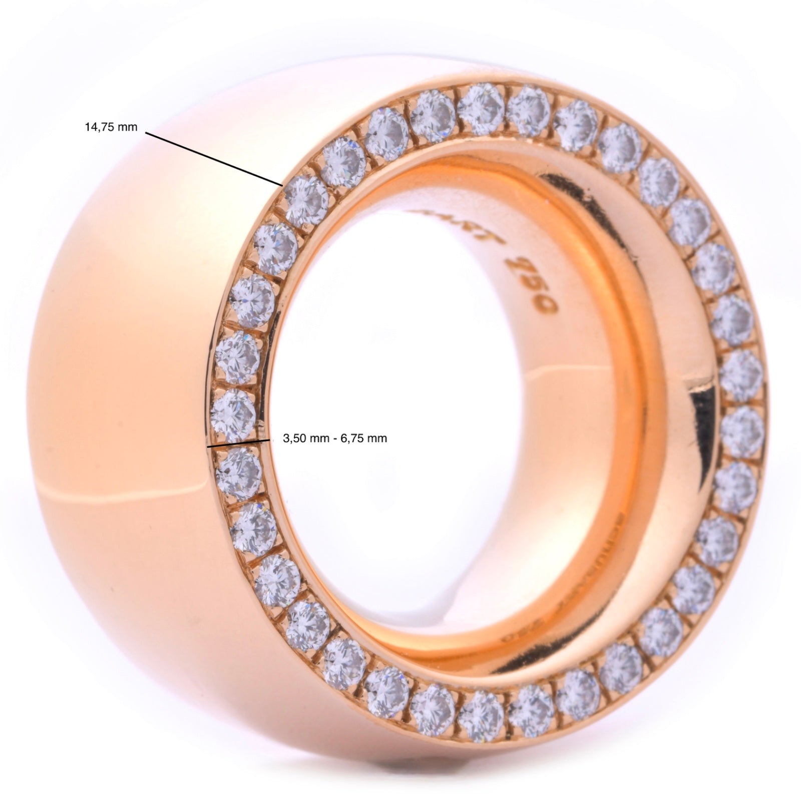 SCHUBART Massiver Ring mit Diamanten in 750er / 18 Kt. RG Gr.: 54