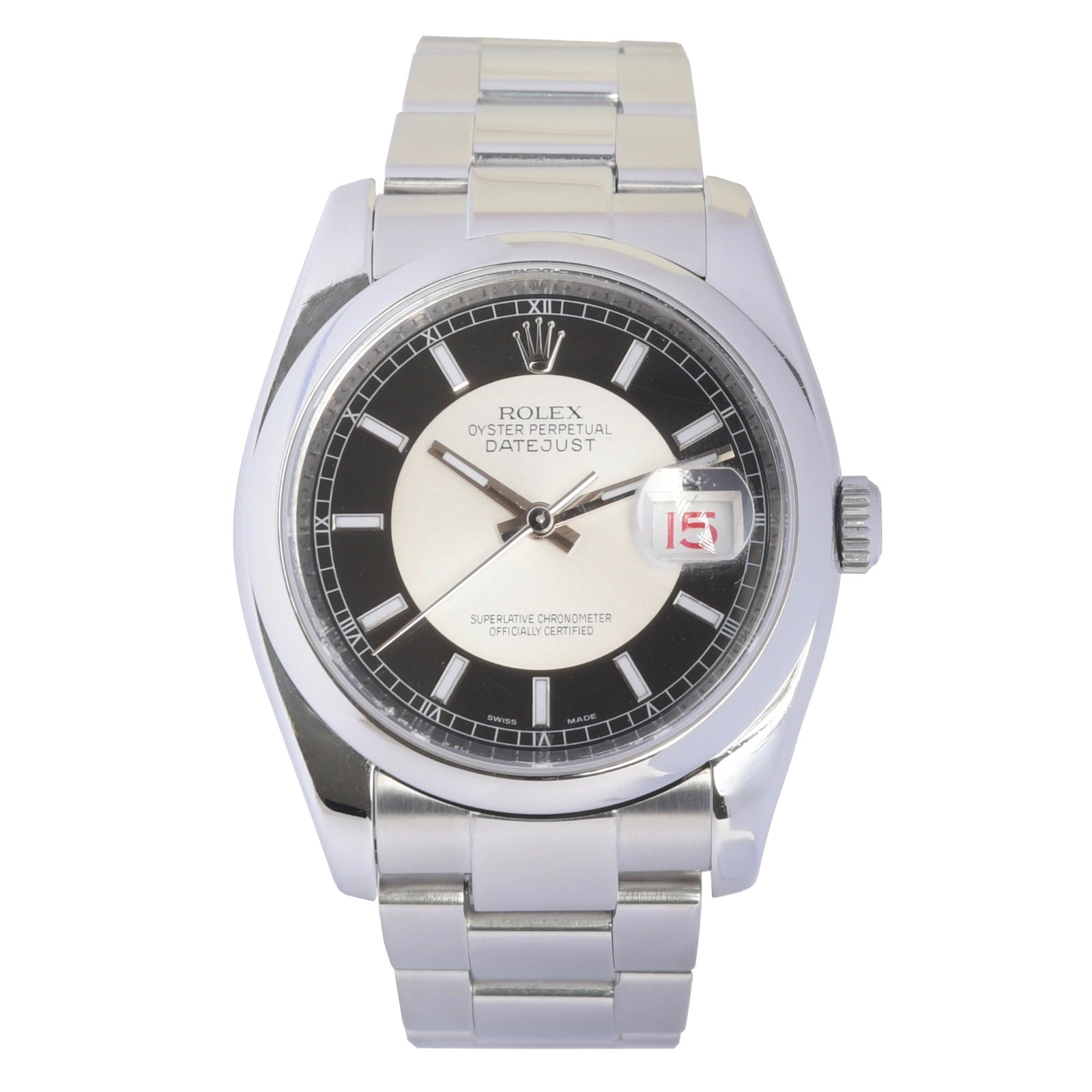 ROLEX Datejust Tuxedo 36mm Schwarz/Silber/Rot Full Set Ref.: 116200 LC100