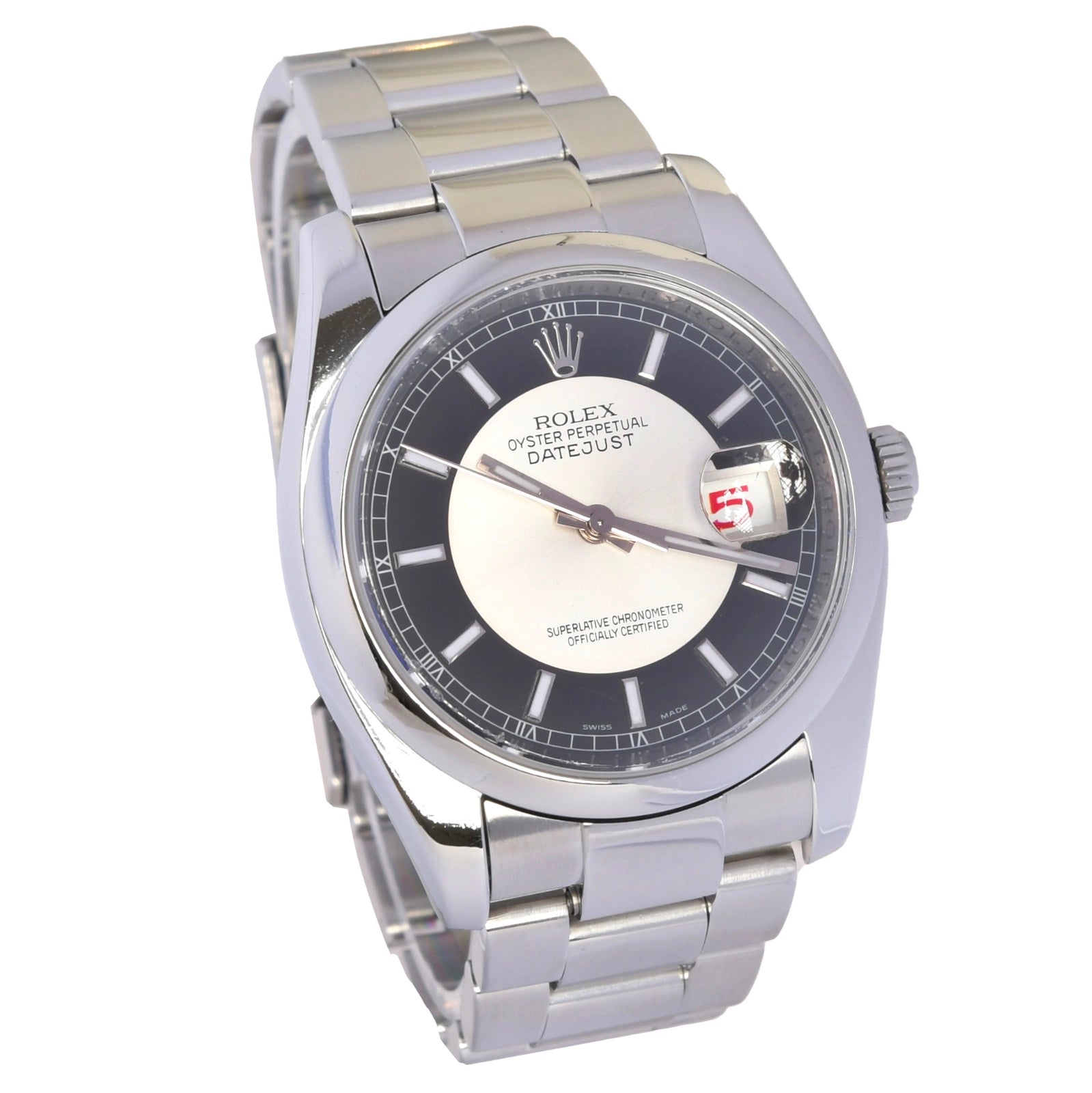 ROLEX Datejust Tuxedo 36mm Schwarz/Silber/Rot Full Set Ref.: 116200 LC100