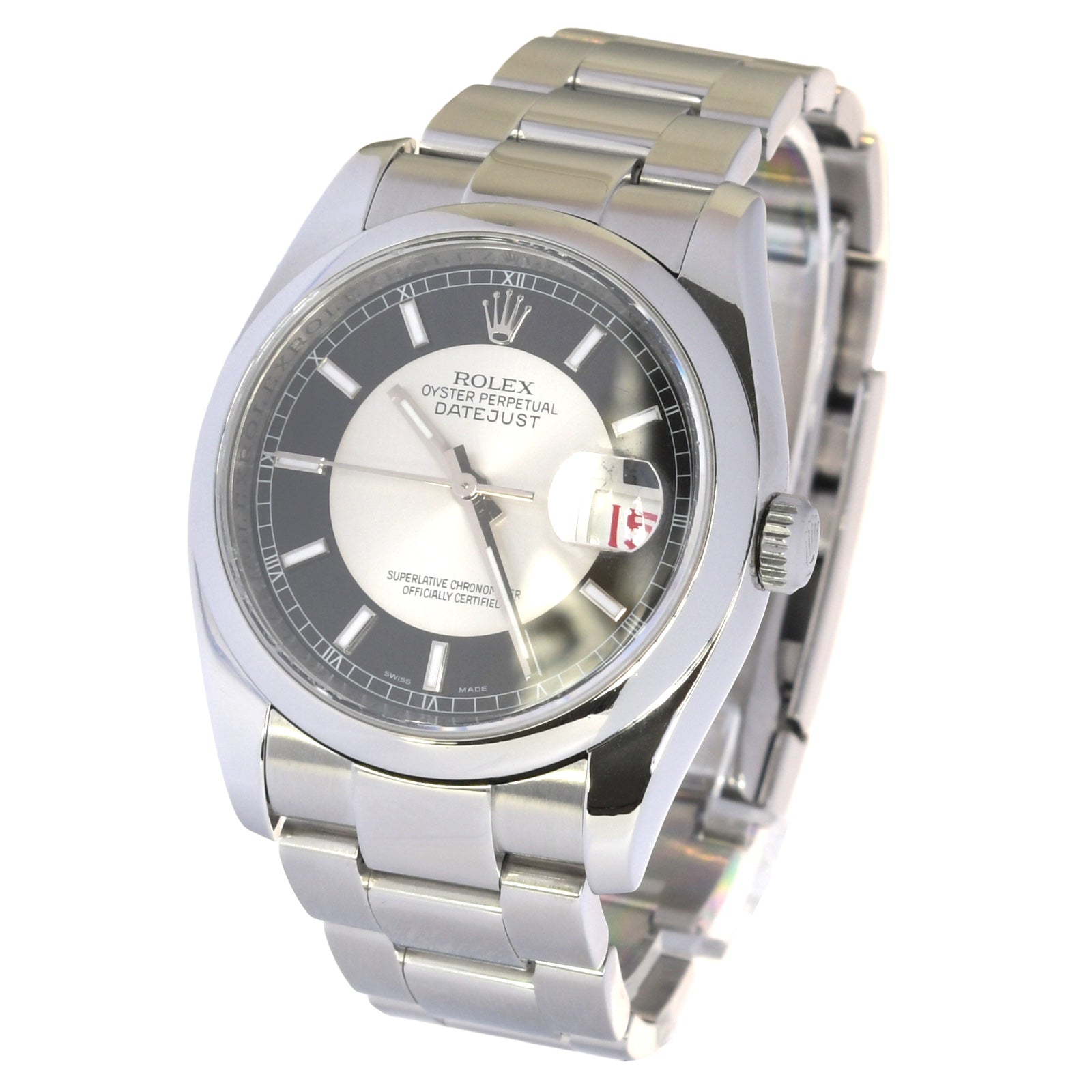 ROLEX Datejust Tuxedo 36mm Schwarz/Silber/Rot Full Set Ref.: 116200 LC100
