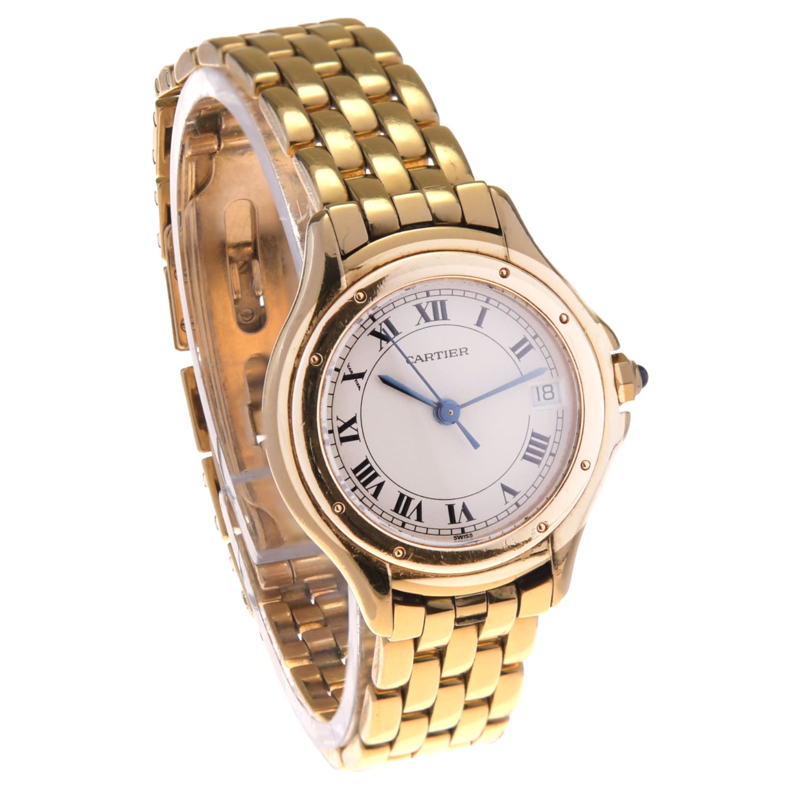Cartier Cougar Lady 18 Kt. / 750er Gelbgold Damenuhr Ref. 887906