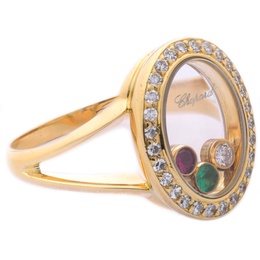 Chopard Happy Diamonds Vintage Ring mit Edelsteinen in 750er / 18 Kt GGGr. 53