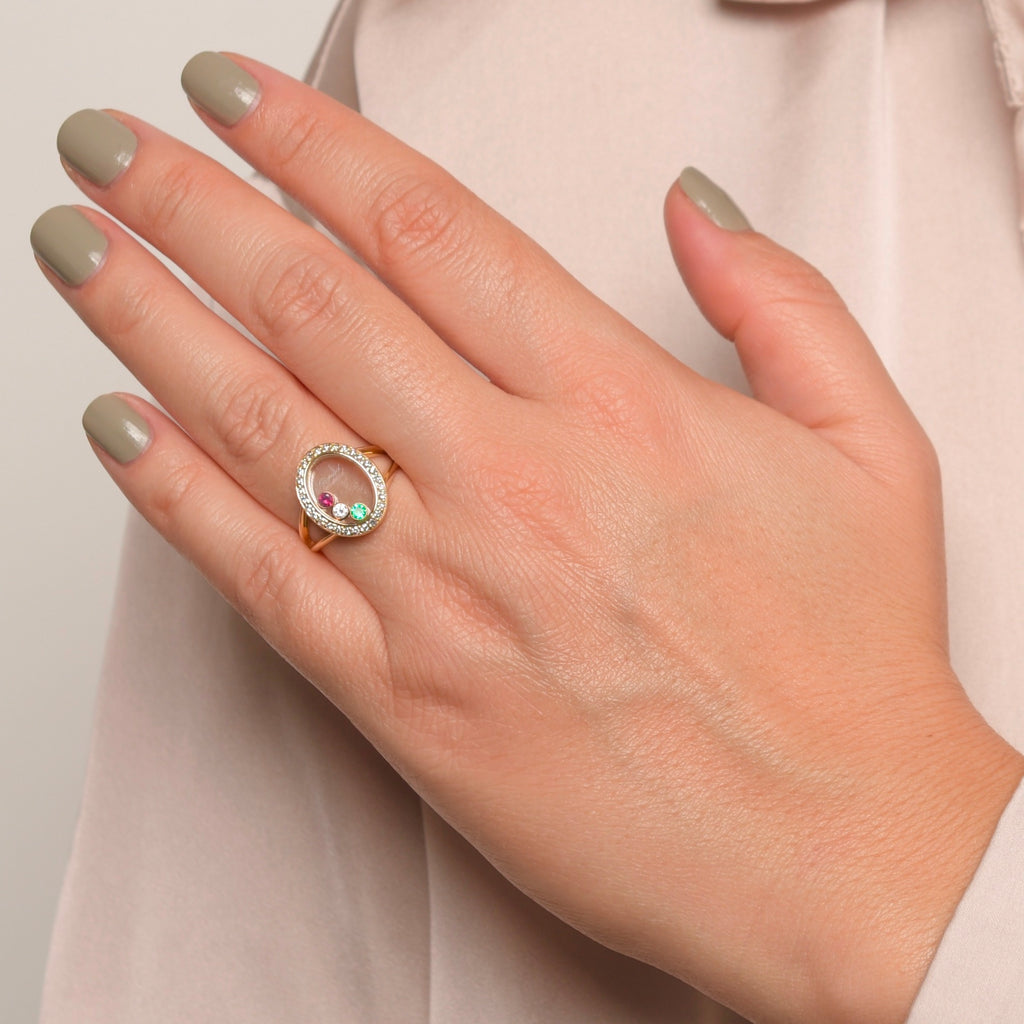 Chopard Happy Diamonds Vintage Ring mit Edelsteinen in 750er / 18 Kt GGGr. 53