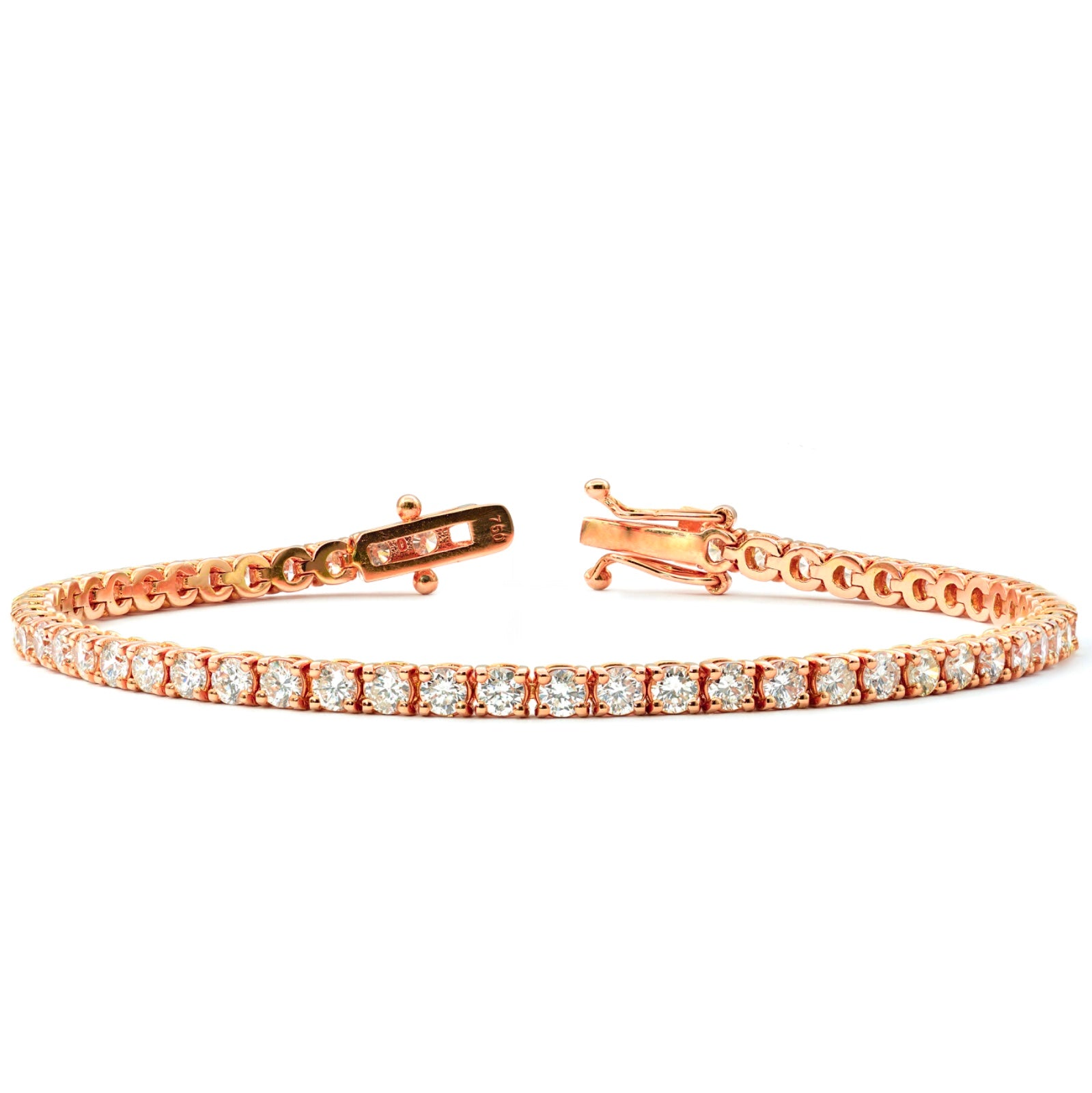 Diamant Tennis Armband mit 4,40 Ct. Brillanten in 18 Kt. RG L: 18 cm