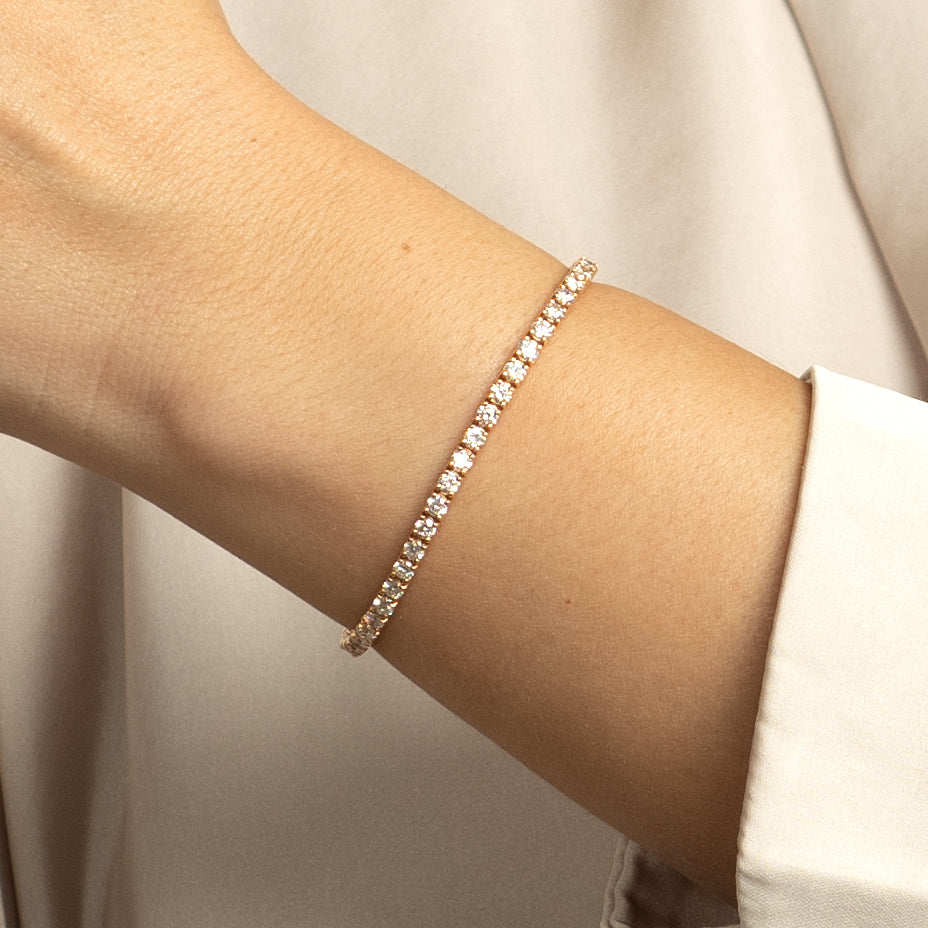 Diamant Tennis Armband mit 4,40 Ct. Brillanten in 18 Kt. RG L: 18 cm