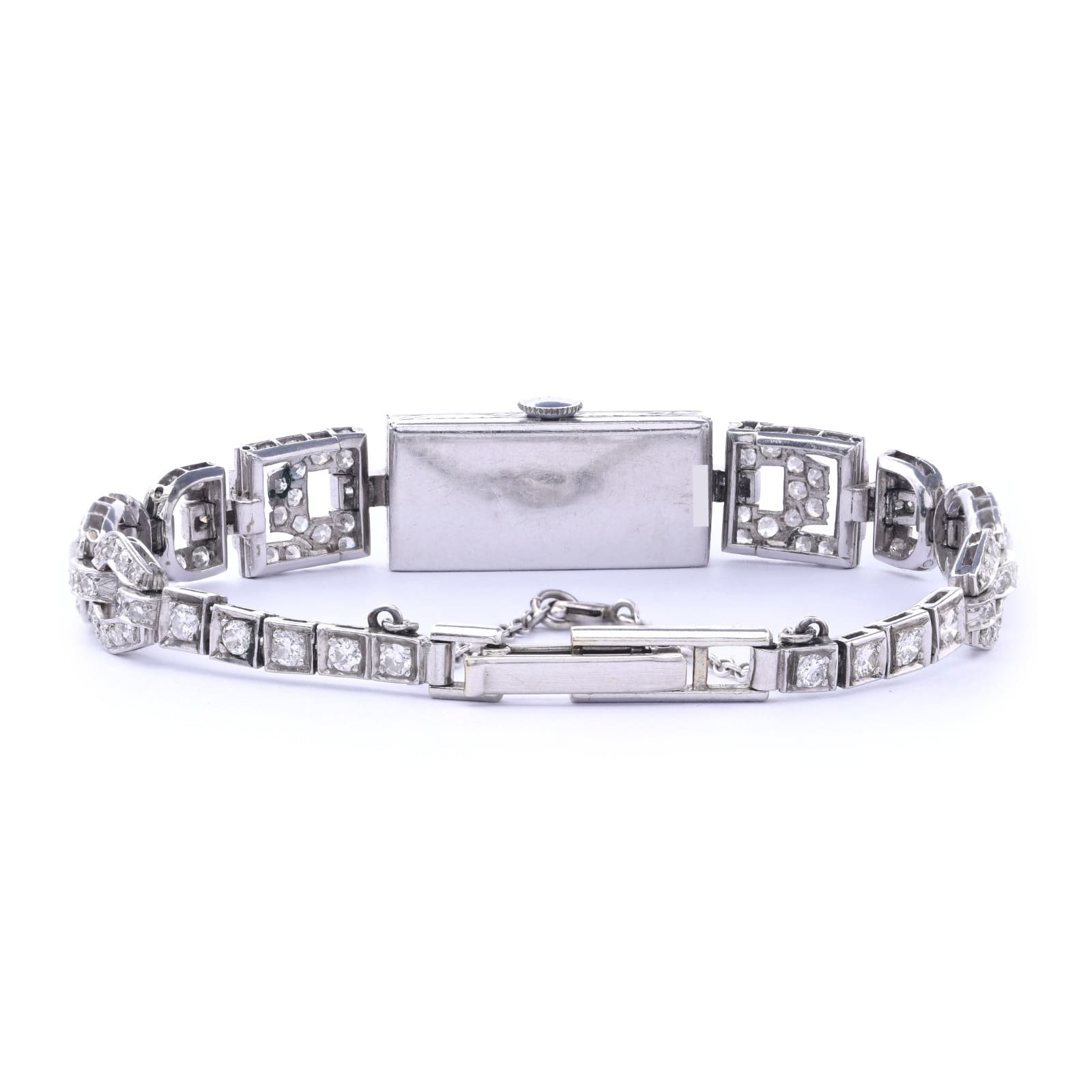 Art Déco Damen Armbanduhr mit Diamanten 585 Weißgold Handaufzug ca. 1910 Jhd.