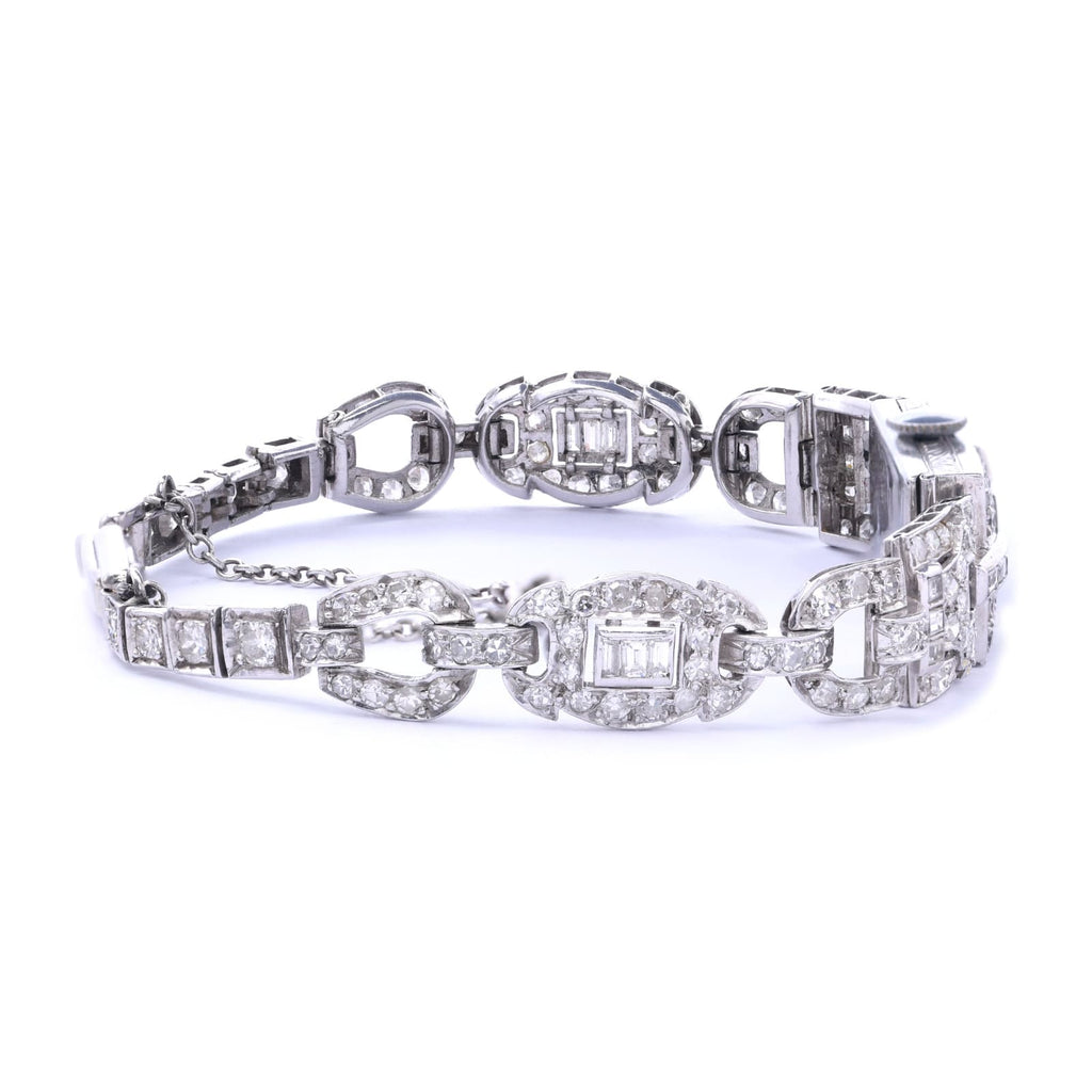 Art Déco Damen Armbanduhr mit Diamanten 585 Weißgold Handaufzug ca. 1910 Jhd.