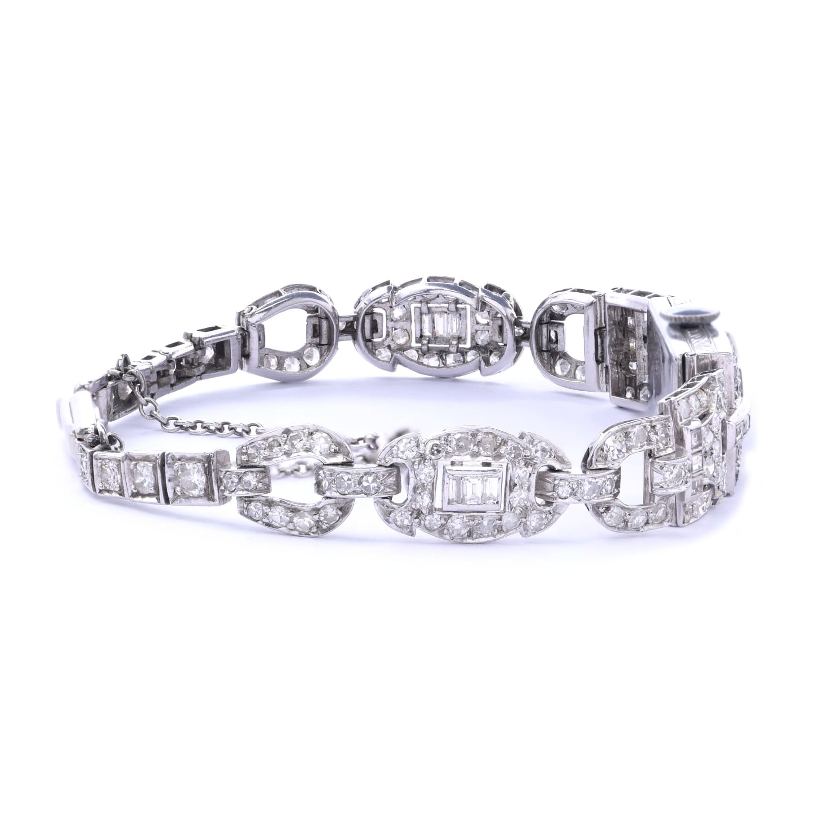 Art Déco Damen Armbanduhr mit Diamanten 585 Weißgold Handaufzug ca. 1910 Jhd.