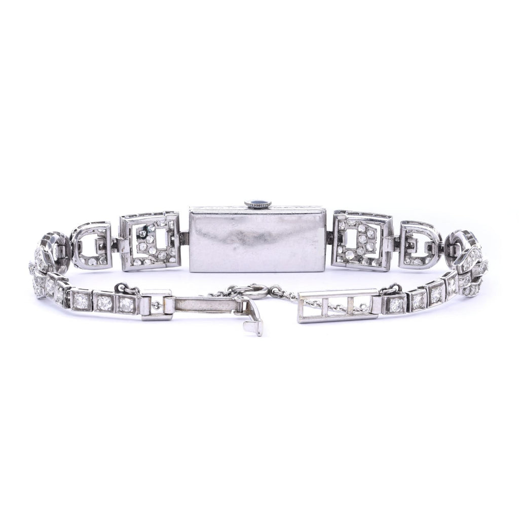 Art Déco Damen Armbanduhr mit Diamanten 585 Weißgold Handaufzug ca. 1910 Jhd.