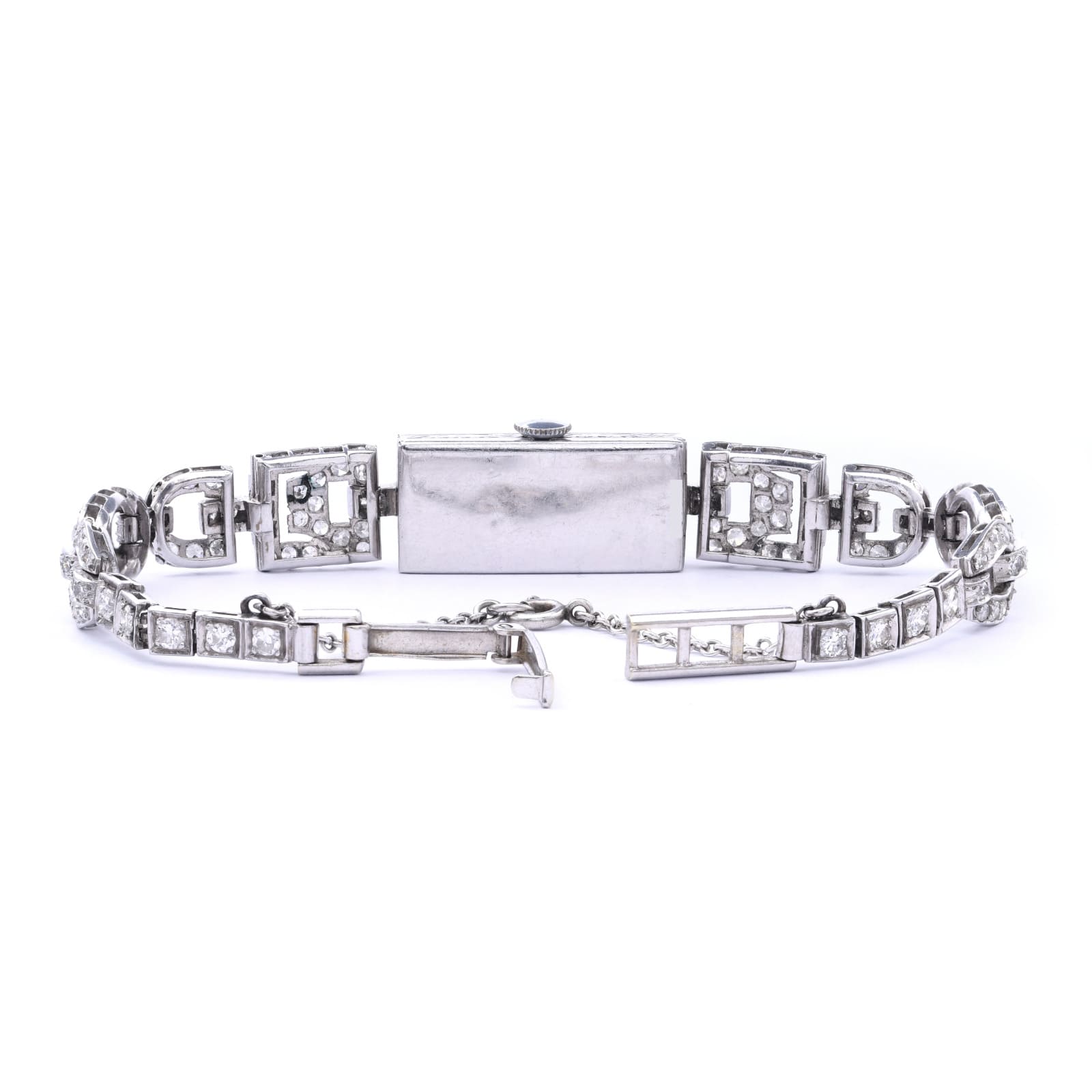 Art Déco Damen Armbanduhr mit Diamanten 585 Weißgold Handaufzug ca. 1910 Jhd.