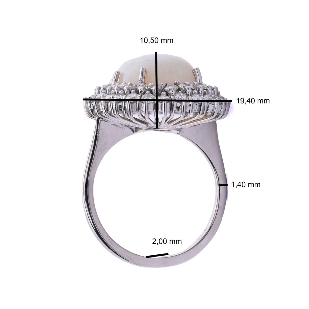 Australischer Vollopal Ring in 18Kt Weißgold mit 1,96ct Brillanten F-G VS Gr. 54