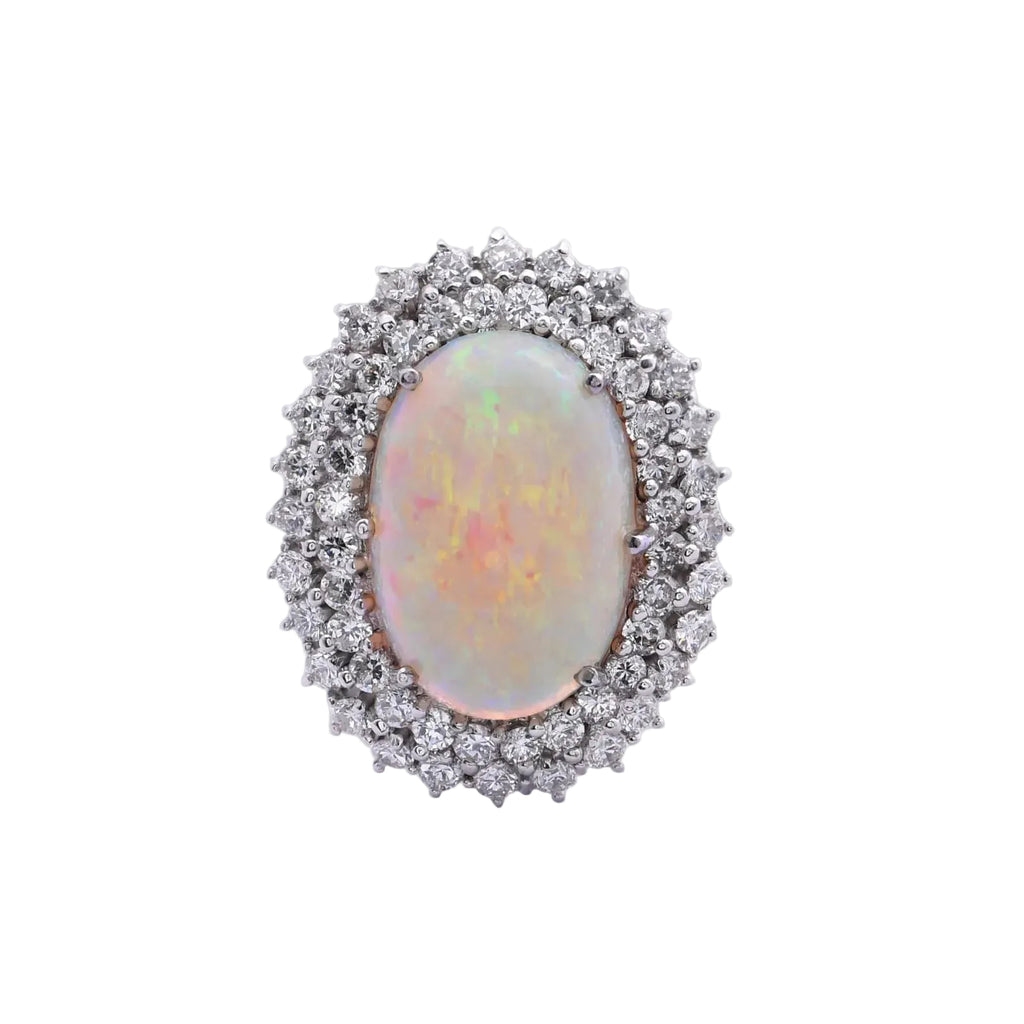 Australischer Vollopal Ring in 18Kt Weißgold mit 1,96ct Brillanten F-G VS Gr. 54