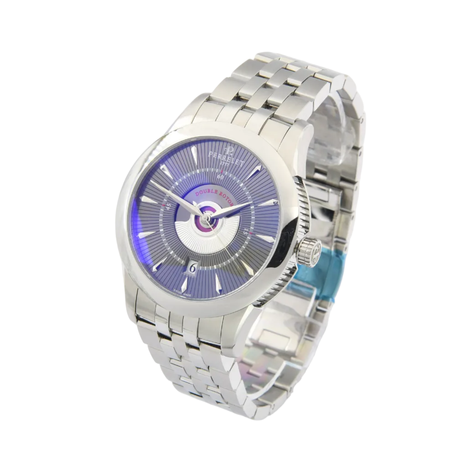 Perrelet Double Rotor Herren Armbanduhr in Stahl Ref: A1006 Neu Teilverklebt