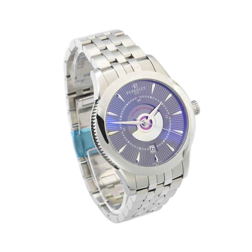 Perrelet Double Rotor Herren Armbanduhr in Stahl Ref: A1006 Neu Teilverklebt