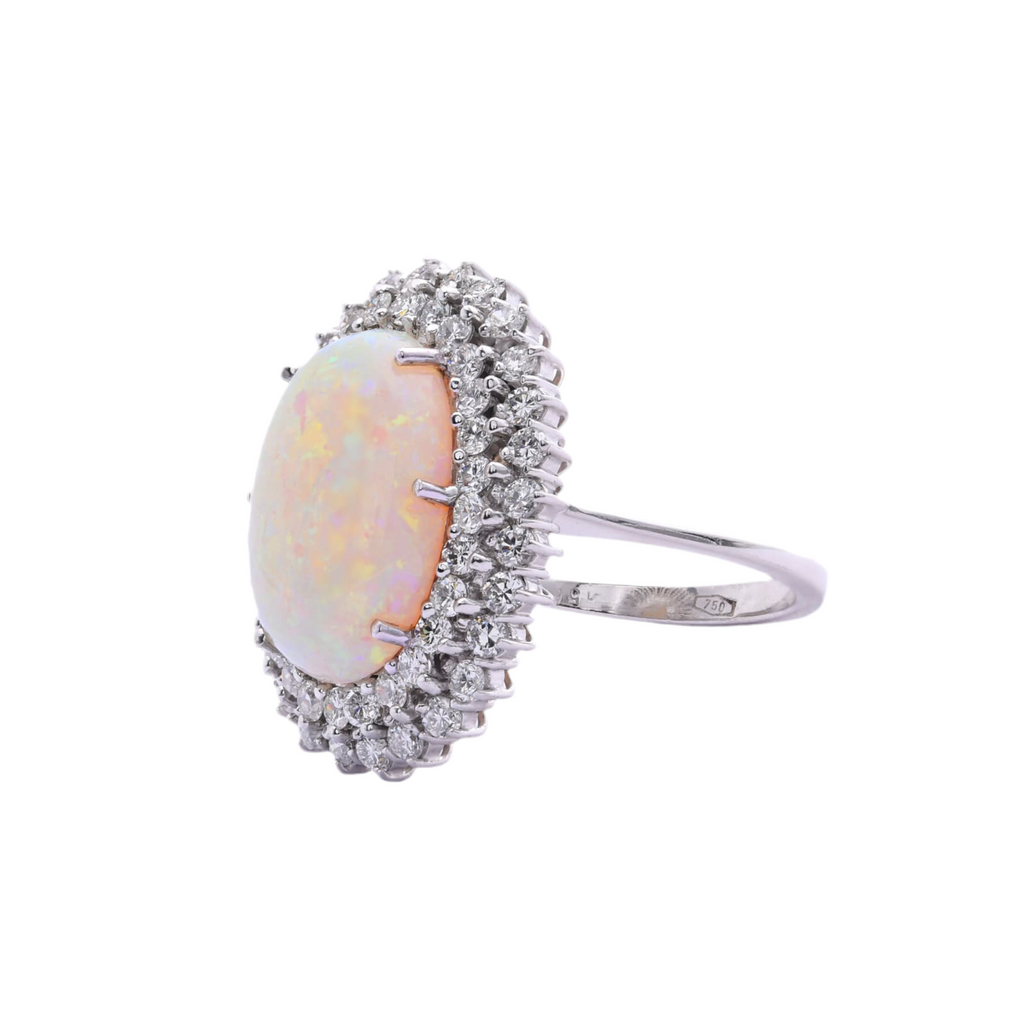 Australischer Vollopal Ring in 18Kt Weißgold mit 1,96ct Brillanten F-G VS Gr. 54